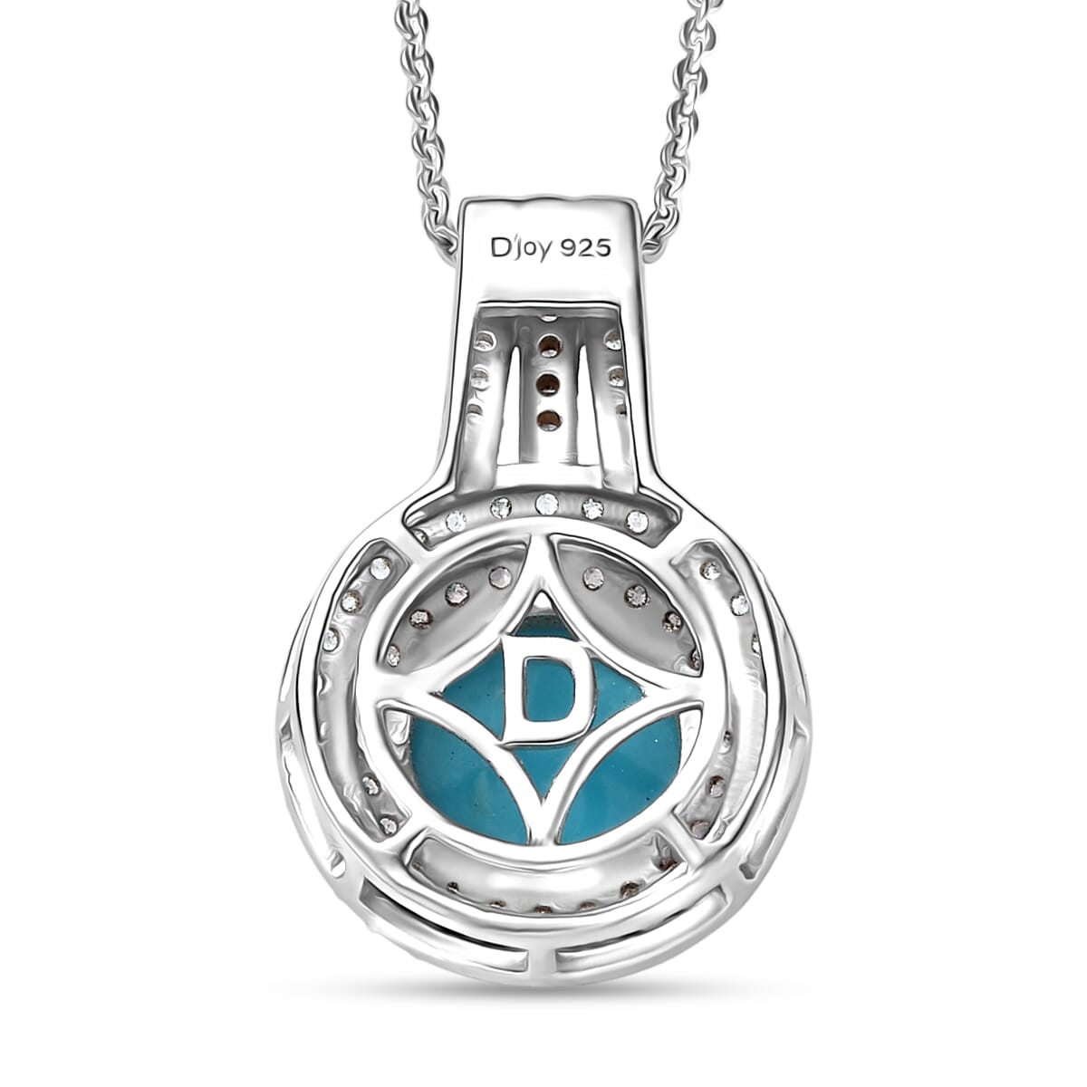D'Joy Premium Sleeping Beauty Turquoise and Multi Gemstone 3.40 ctw Pendant Necklace 20 Inches in Rhodium Over Sterling Silver image number 4
