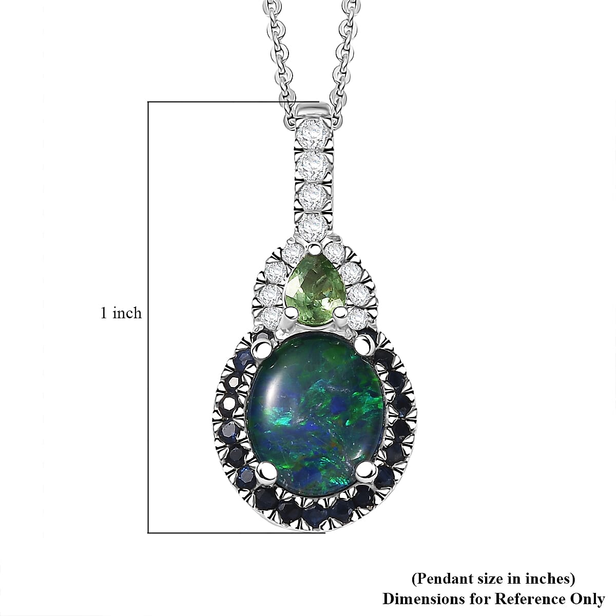 D'Joy Elysian Opal (Triplet) and Multi Gemstone 3.50 ctw Nebula Halo Pendant Necklace in Rhodium Over Sterling Silver 20 Inches image number 5