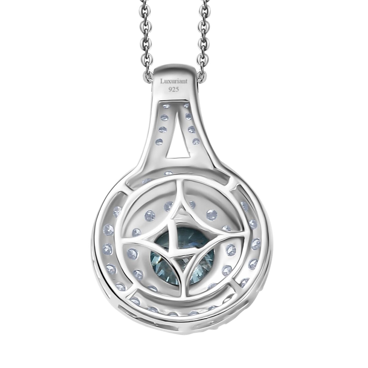 SGL Certified Luxuriant Lab Grown Blue Diamond (IR) and White Diamond VS 1.50 ctw Pendant Necklace in Rhodium Over Sterling Silver 20 Inches image number 4