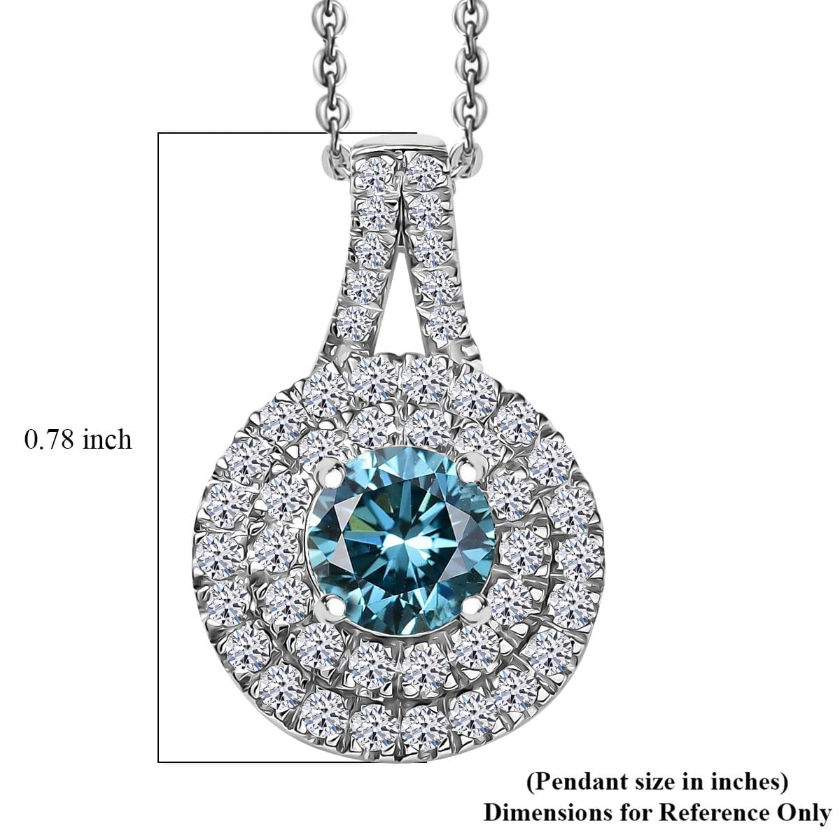 SGL Certified Luxuriant Lab Grown Blue Diamond (IR) and White Diamond VS 1.50 ctw Pendant Necklace in Rhodium Over Sterling Silver 20 Inches image number 5