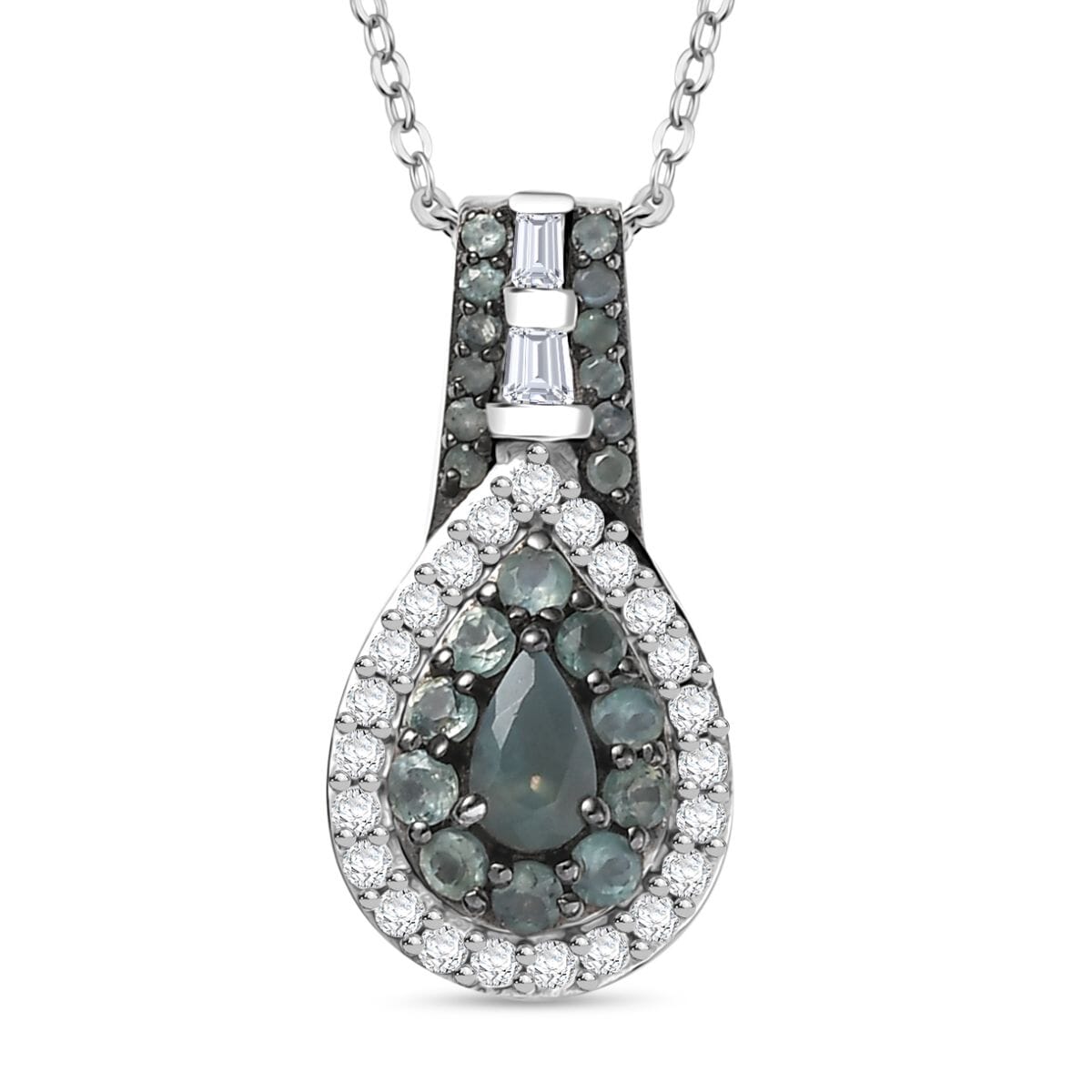 D’Joy Narsipatnam Alexandrite and White Zircon 0.90 ctw Regal Reflections Pendant Necklace 20 (Inches) in Rhodium Over Sterling Silver image number 0