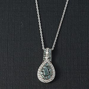 D'Joy Narsipatnam Alexandrite and White Zircon 0.90 ctw Regal Reflections Pendant Necklace 20 (Inches) in Rhodium Over Sterling Silver