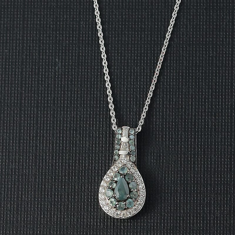D'Joy Narsipatnam Alexandrite and White Zircon 0.90 ctw Regal Reflections Pendant Necklace 20 (Inches) in Rhodium Over Sterling Silver