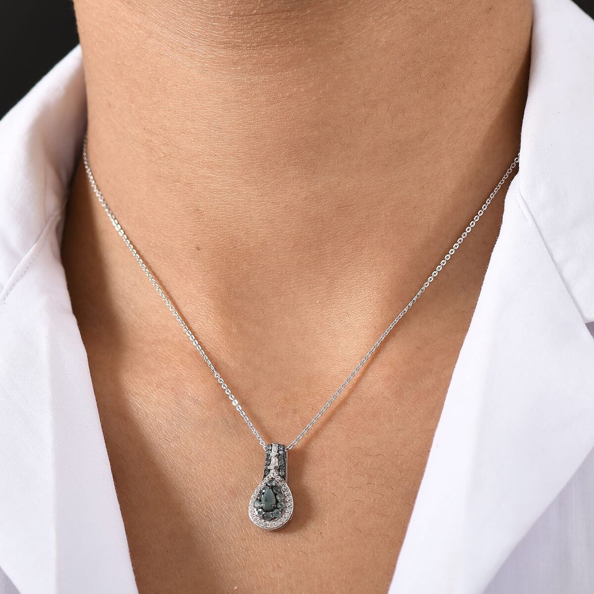 D’Joy Narsipatnam Alexandrite and White Zircon 0.90 ctw Regal Reflections Pendant Necklace 20 (Inches) in Rhodium Over Sterling Silver image number 2