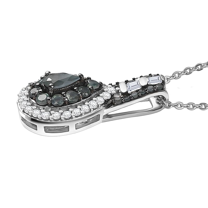 D'Joy Narsipatnam Alexandrite and White Zircon 0.90 ctw Regal Reflections Pendant Necklace 20 (Inches) in Rhodium Over Sterling Silver