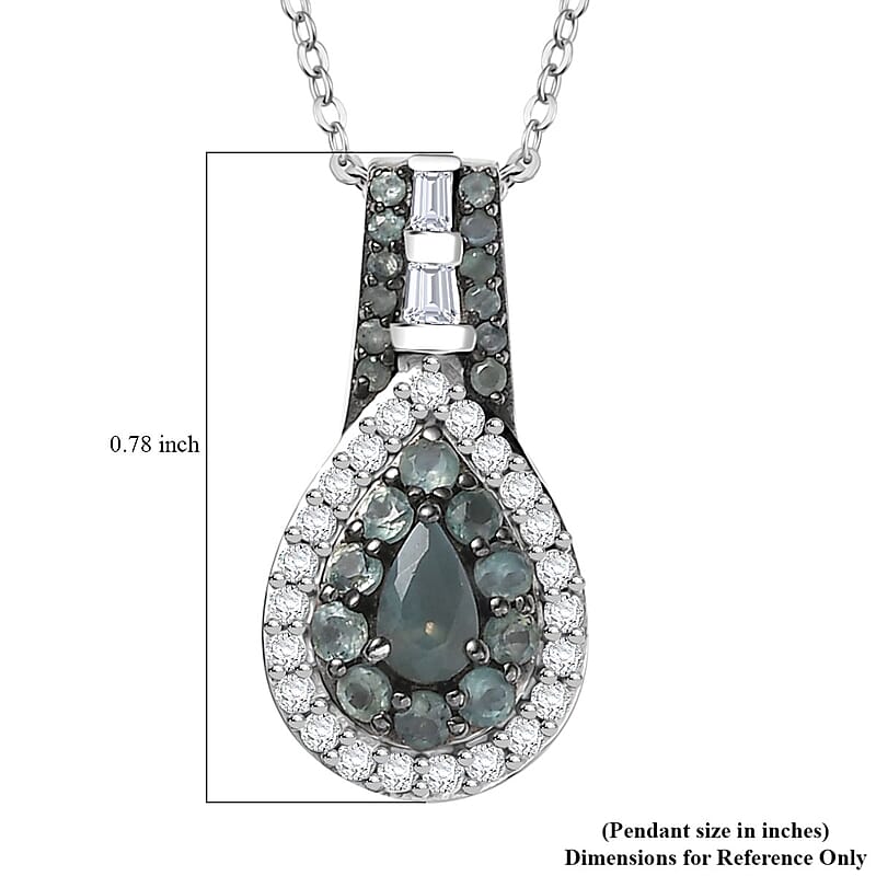 D'Joy Narsipatnam Alexandrite and White Zircon 0.90 ctw Regal Reflections Pendant Necklace 20 (Inches) in Rhodium Over Sterling Silver