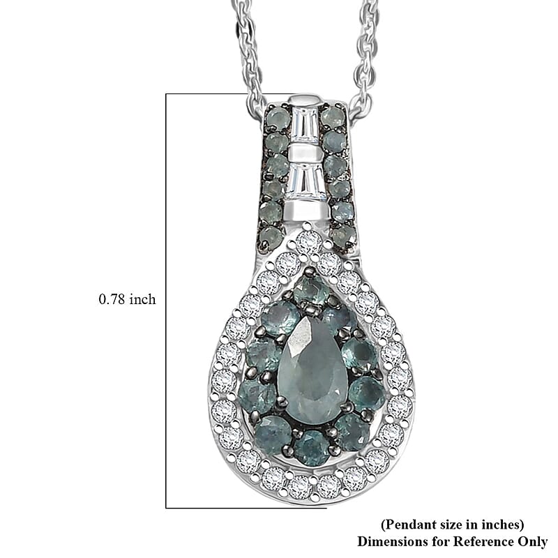 D'Joy Narsipatnam Alexandrite and White Zircon 0.90 ctw Regal Reflections Pendant Necklace 20 (Inches) in Rhodium Over Sterling Silver