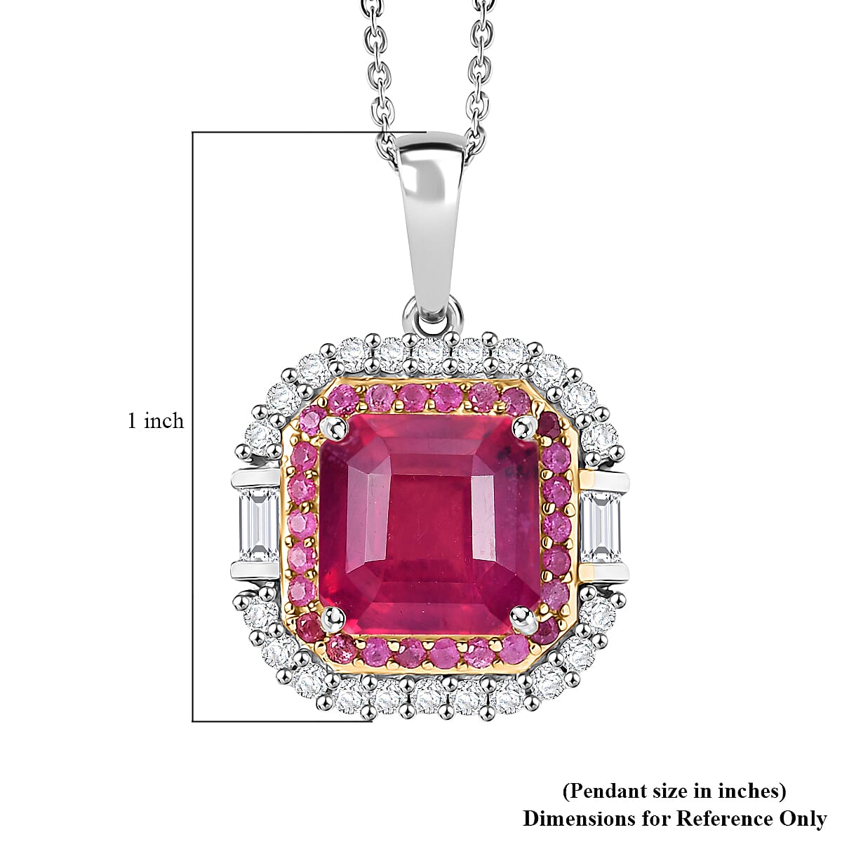 D'Joy Premium Niassa Ruby (FF) and Multi Gemstone 6.20 ctw Pendant Necklace in Rhodium Over Sterling Silver 20 Inches image number 5