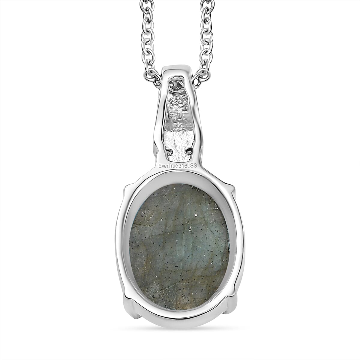 EverTrue Malagasy Labradorite and Sky Blue Topaz 11.10 ctw Pendant Necklace in Stainless Steel 20 Inches 