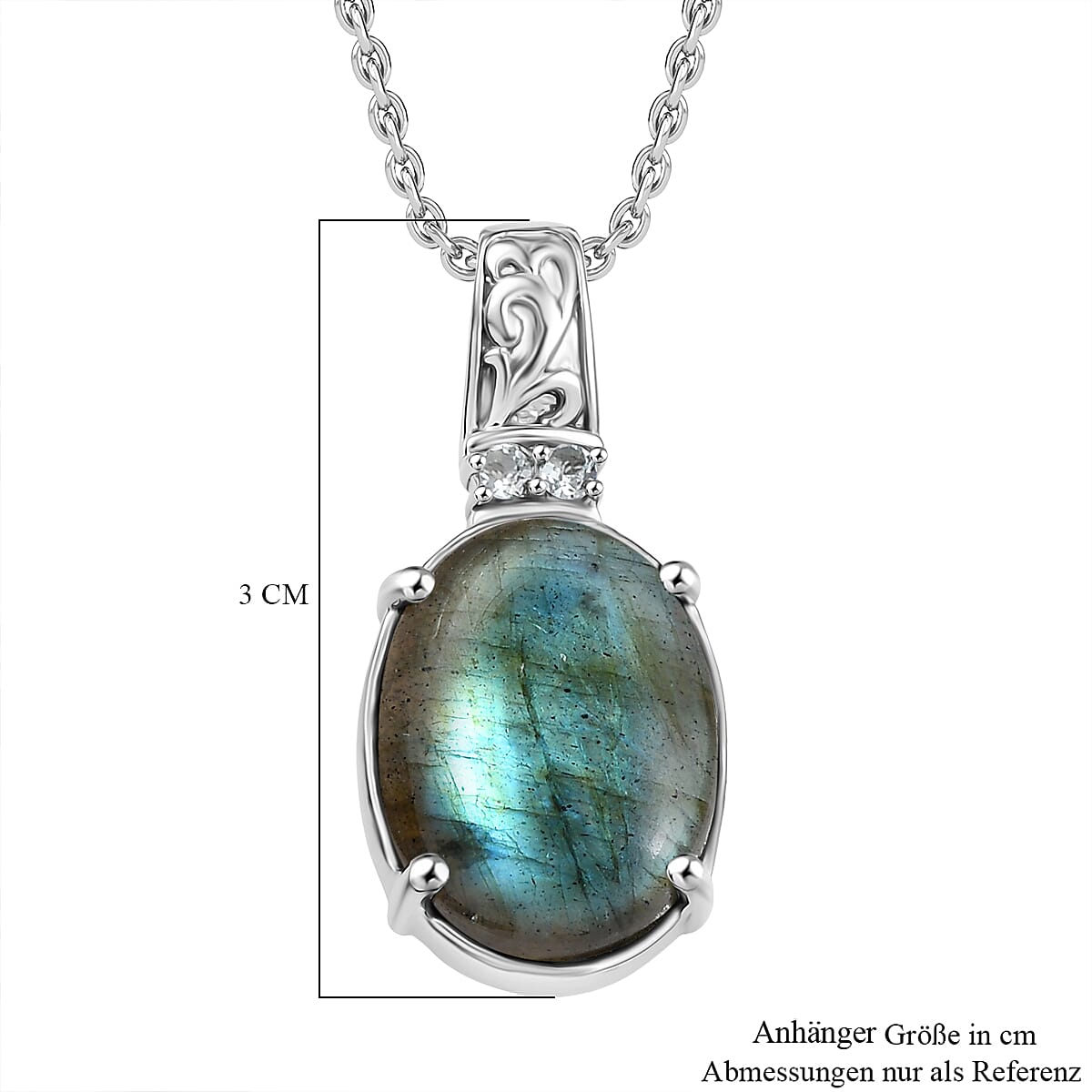 EverTrue Malagasy Labradorite and Sky Blue Topaz 11.10 ctw Pendant Necklace in Stainless Steel 20 Inches  image number 6