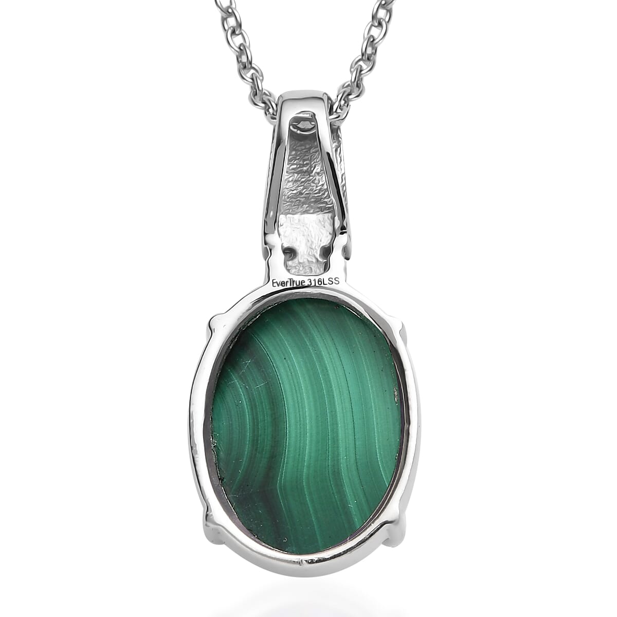 EverTrue African Malachite and Hebei Peridot 11.10 ctw Amethyst Pendant Necklace in Stainless Steel 20 Inches