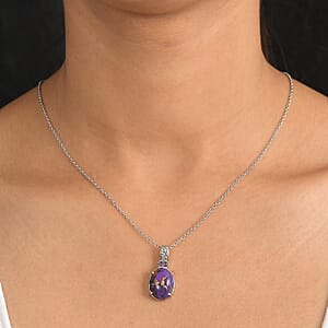 EverTrue Mojave Purple Turquoise and African Amethyst 11.10 ctw Pendant Necklace in Stainless Steel 20 Inches 