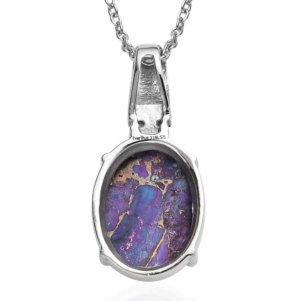 EverTrue Mojave Purple Turquoise and African Amethyst 11.10 ctw Pendant Necklace in Stainless Steel 20 Inches 