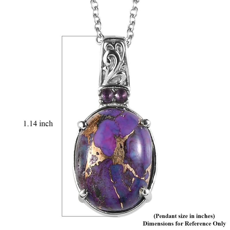 EverTrue Mojave Purple Turquoise and African Amethyst 11.10 ctw Pendant Necklace in Stainless Steel 20 Inches 