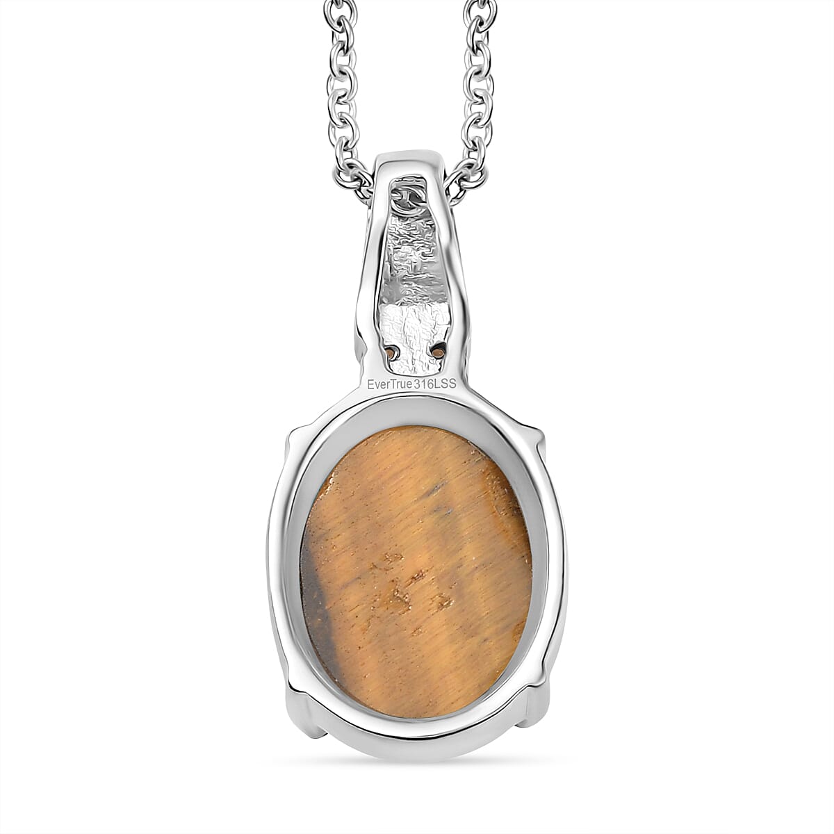 EverTrue Tiger's Eye and Brazilian Citrine 11.10 ctw Pendant Necklace in Stainless Steel 20 Inches  image number 4