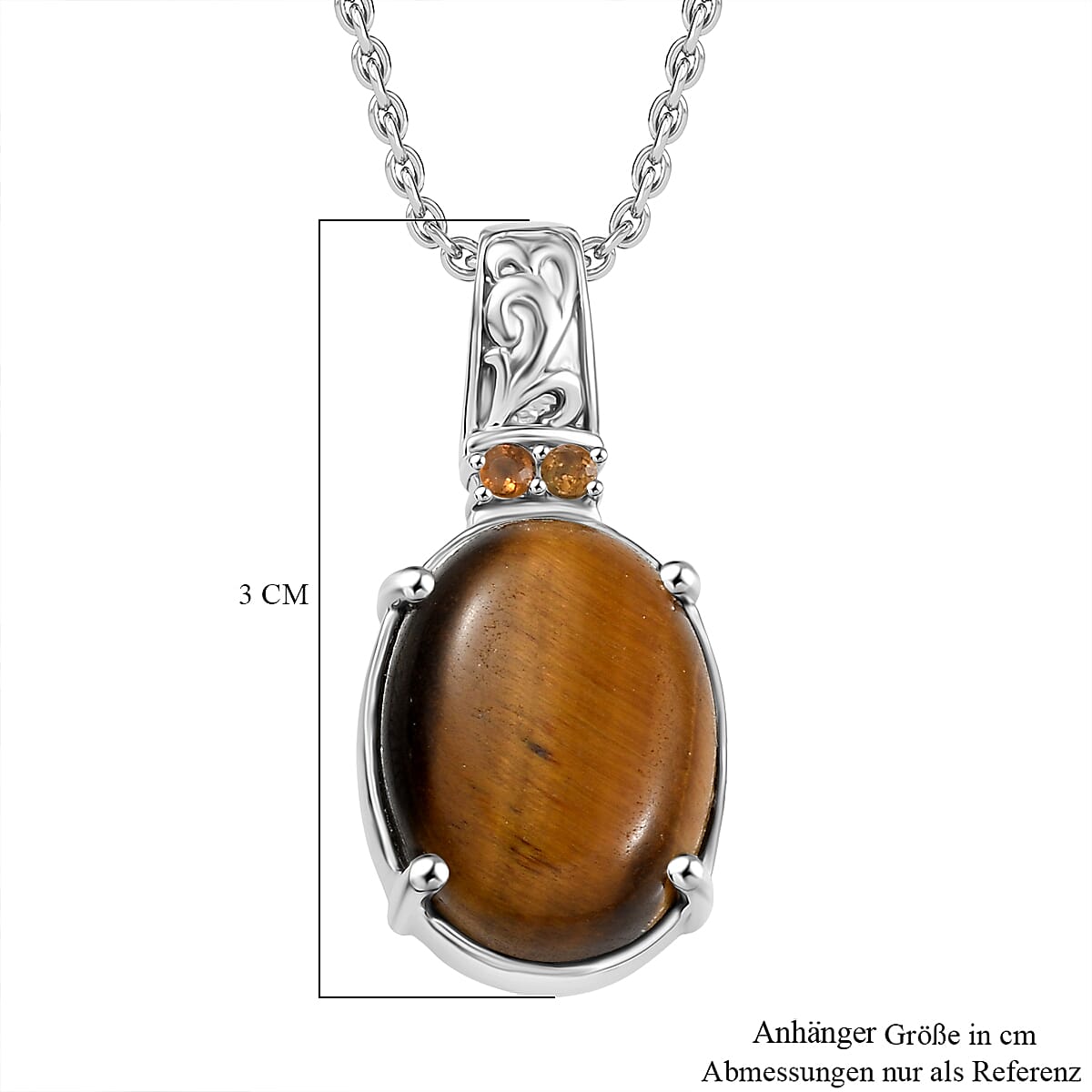 EverTrue Tiger's Eye and Brazilian Citrine 11.10 ctw Pendant Necklace in Stainless Steel 20 Inches 