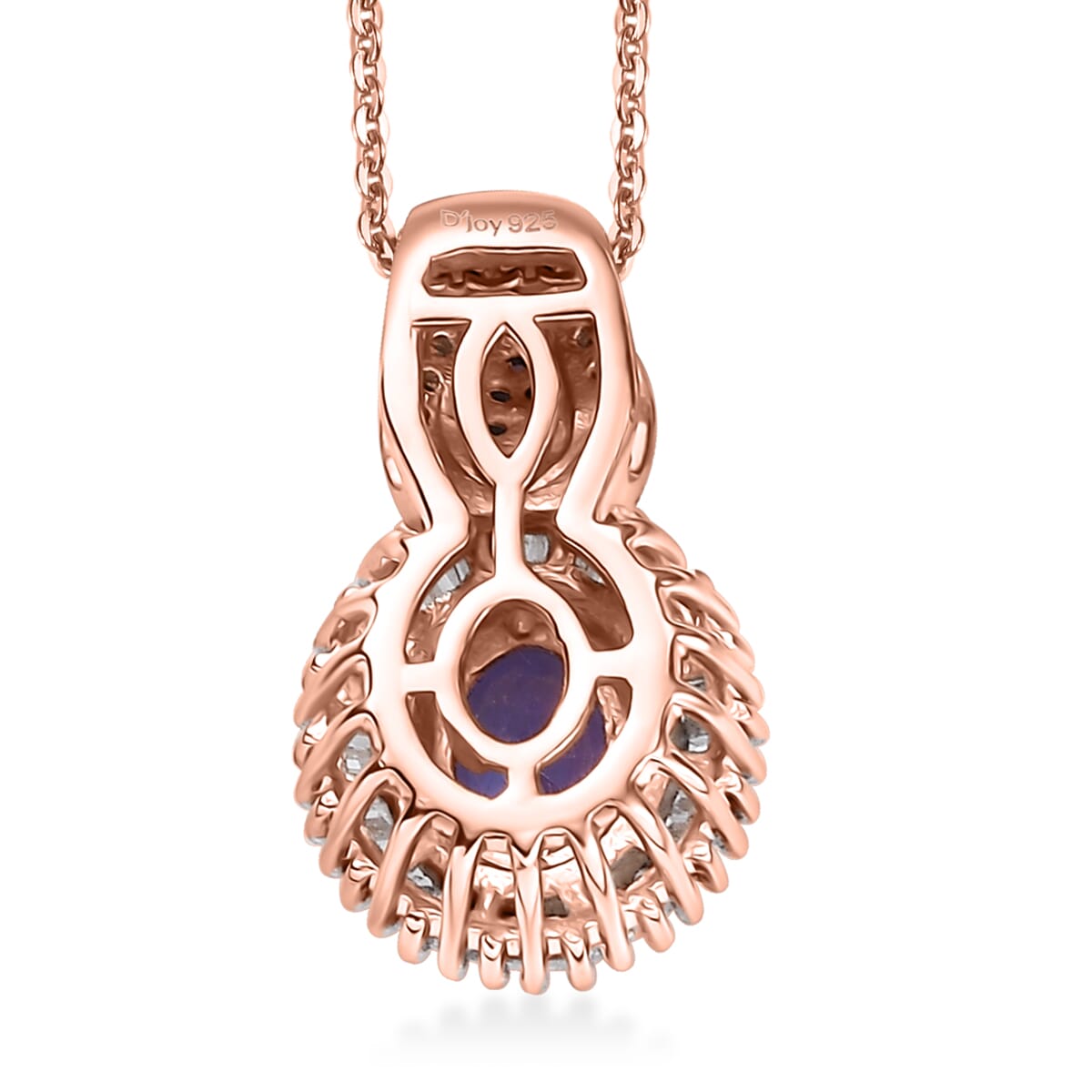 D'Joy Premium Tanzanite, Pink Spinel and Diamond 1.10 ctw Sunrise Pendant Necklace in 18K Vermeil Rose Gold Over Sterling Silver 20 Inches image number 4