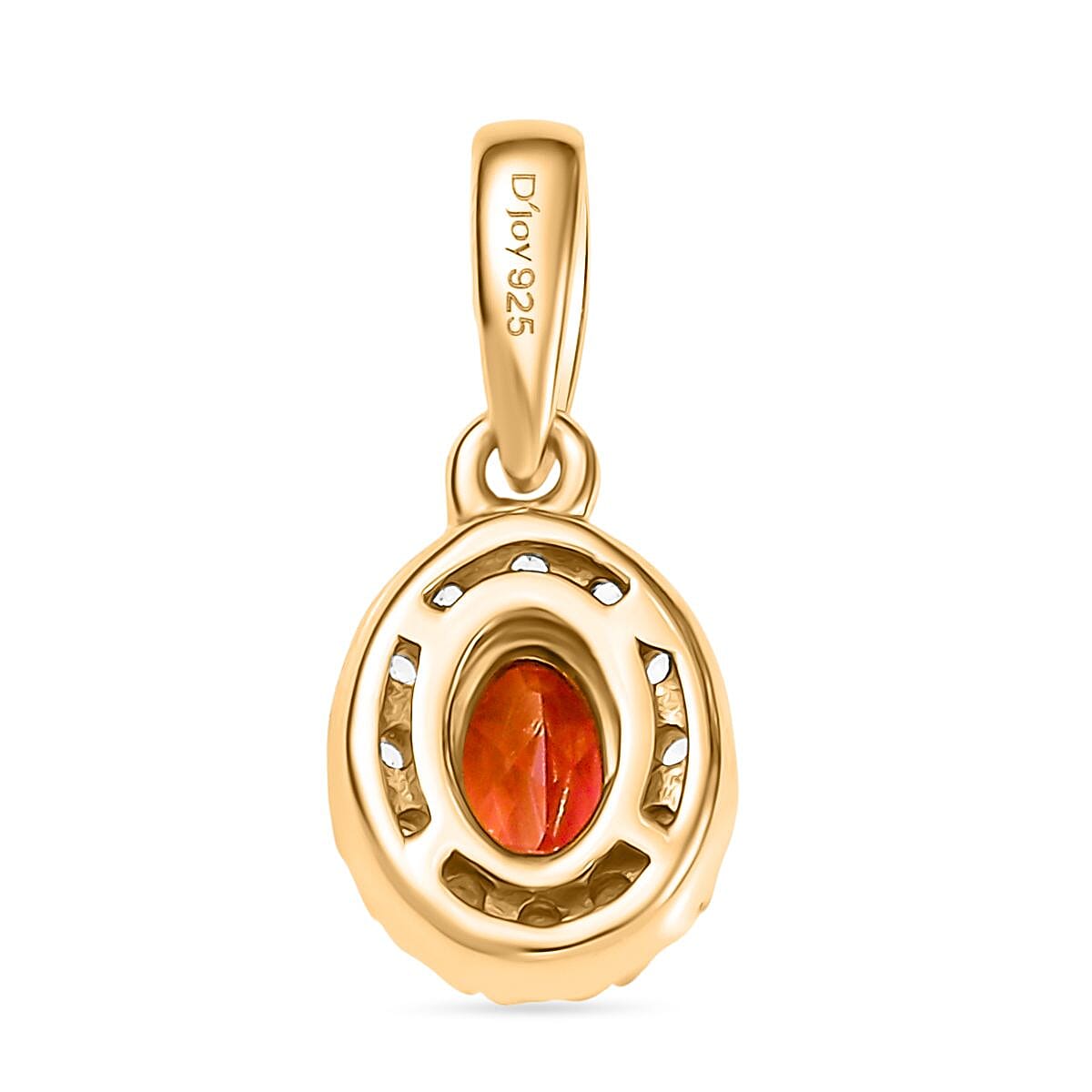 Lab Created Padparadscha Sapphire and White Zircon 2.46 ctw Ring (Size 10.0) and Pendant in Vermeil YG Over Sterling Silver