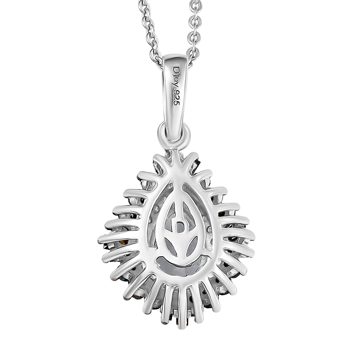 D'Joy Santa Maria Aquamarine and Multi Diamond 1.00 ctw Pendant Necklace 20 Inches in Rhodium Over Sterling Silver image number 4