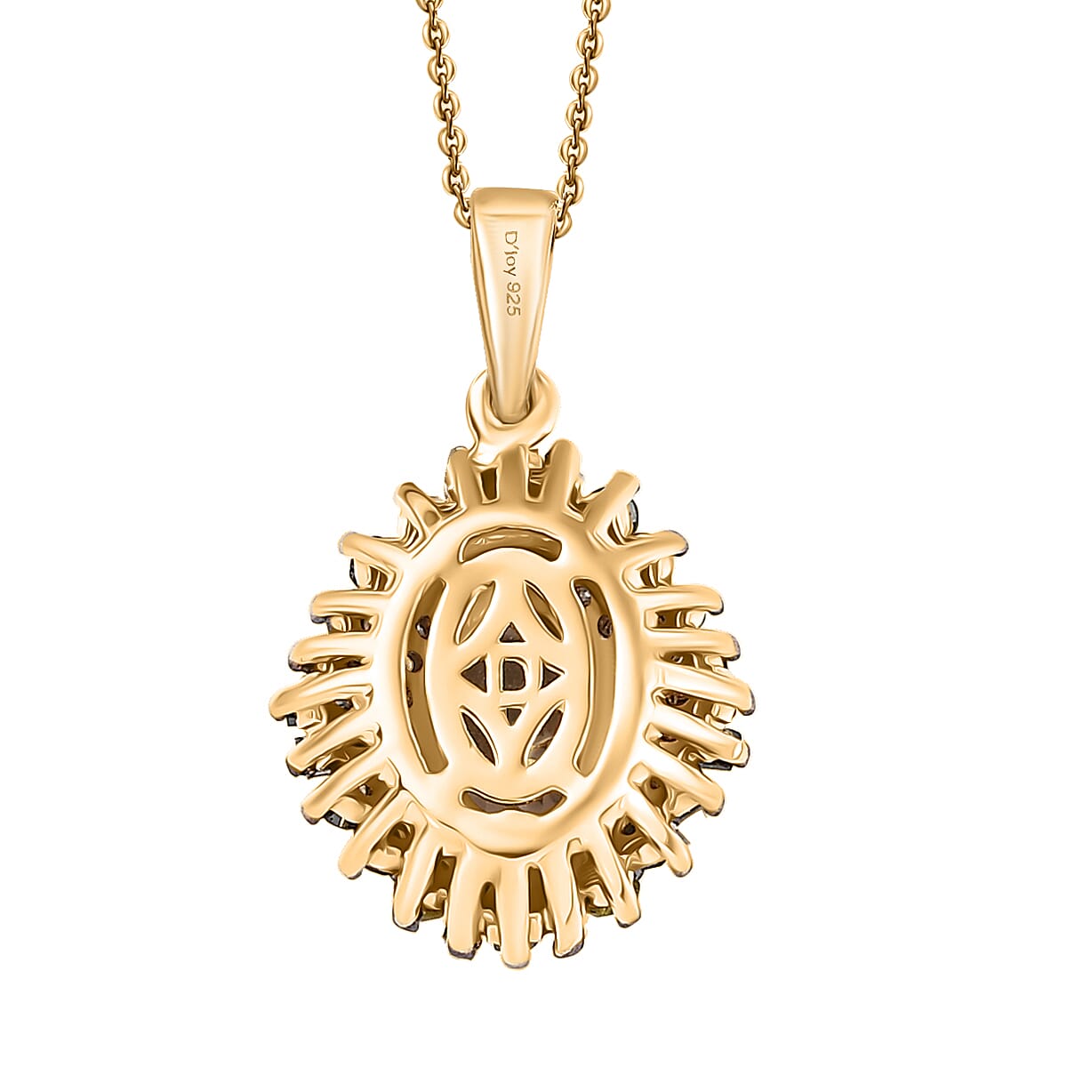 D'Joy Premium Turkizite and Multi Diamond 1.30 ctw Pendant Necklace 20 Inches in 18K Vermeil Yellow Gold Over Sterling Silver image number 4