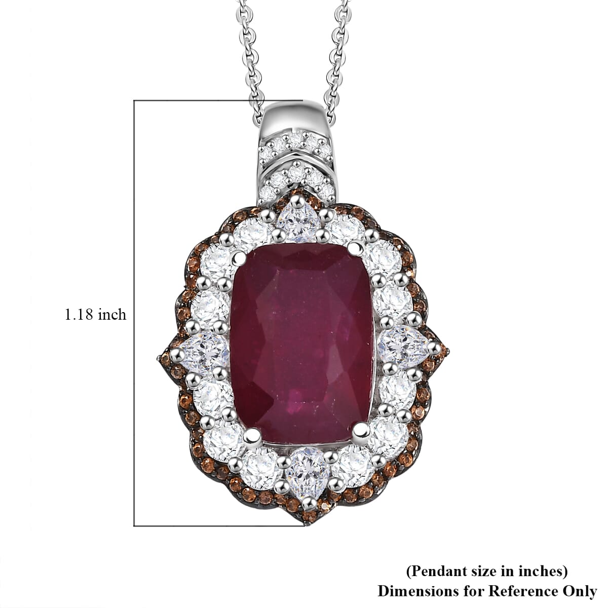 D'Joy Niassa Ruby (FF) and Multi Gemstone 14.90 ctw Royal Bloom Pendant Necklace 20 Inches in Rhodium Over Sterling Silver image number 5