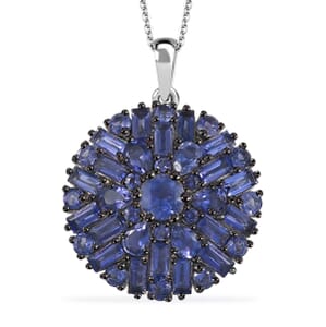 D'Joy Premium Catalina Iolite 4.80 ctw Starflare Pendant Necklace in Rhodium Over Sterling Silver 20 Inches