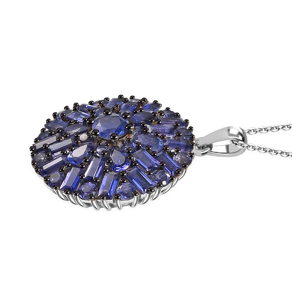 D'Joy Premium Catalina Iolite 4.80 ctw Starflare Pendant Necklace in Rhodium Over Sterling Silver 20 Inches image number 3