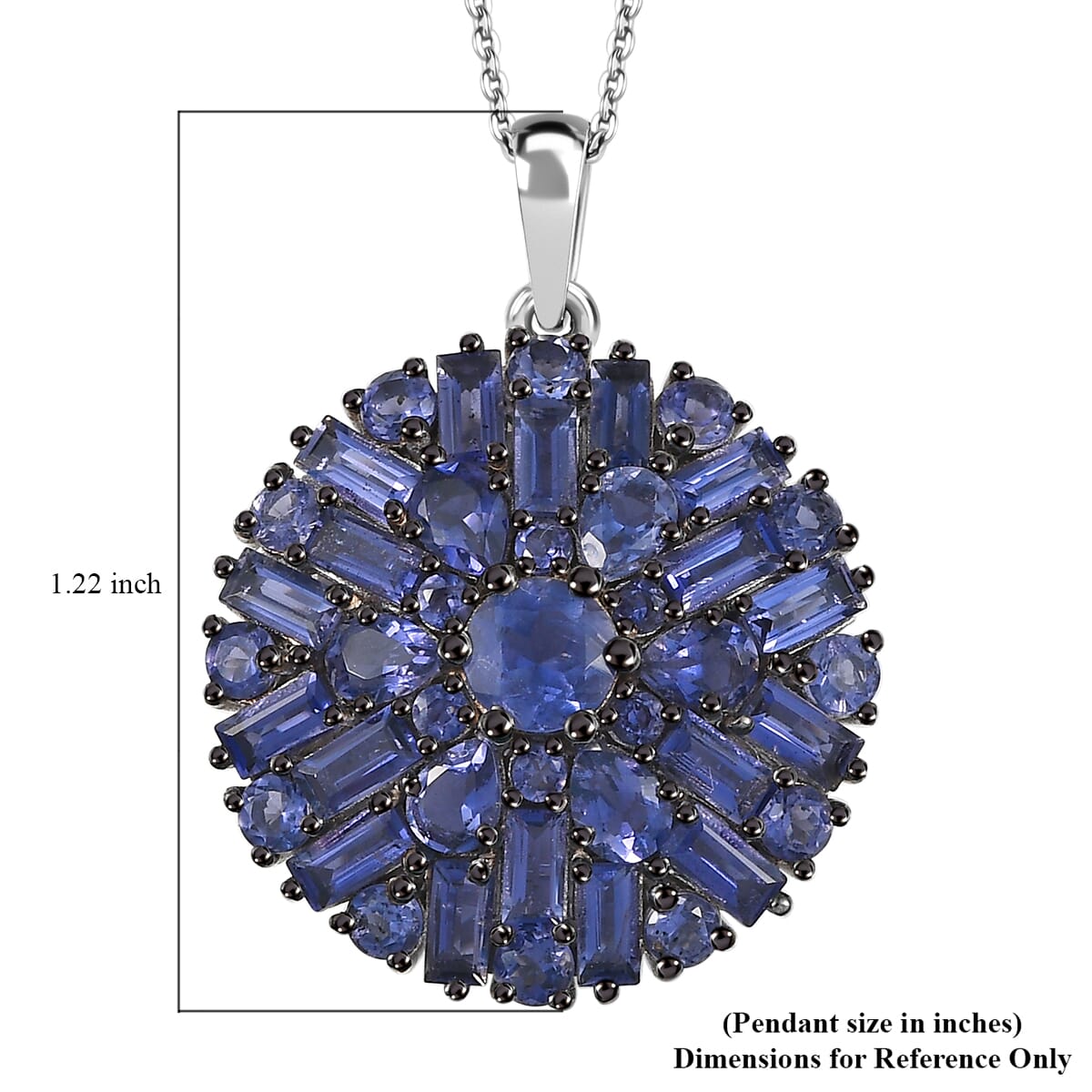 D'Joy Premium Catalina Iolite 4.80 ctw Starflare Pendant Necklace in Rhodium Over Sterling Silver 20 Inches image number 6