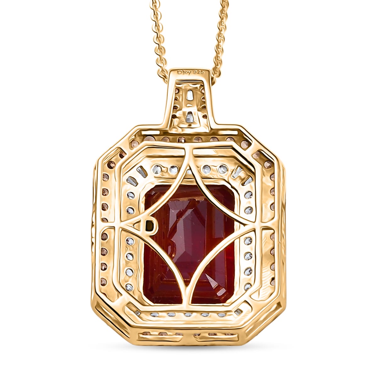 D'Joy Niassa Ruby (FF) and Multi Gemstone 13.50 ctw Pendant Necklace 20 Inches in 18K Vermeil Yellow Gold Over Sterling Silver  image number 4