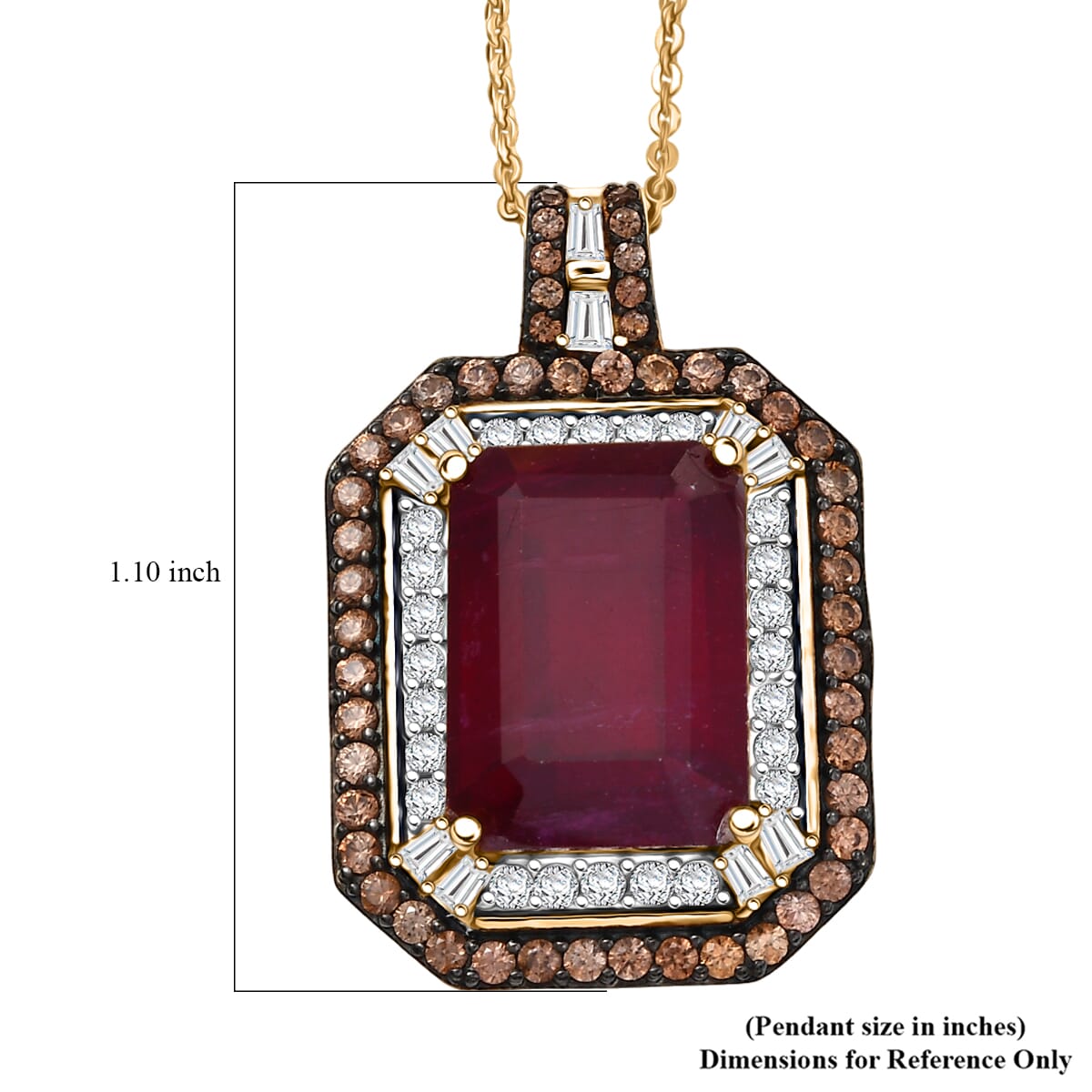 D'Joy Niassa Ruby (FF) and Multi Gemstone 13.50 ctw Pendant Necklace 20 Inches in 18K Vermeil Yellow Gold Over Sterling Silver  image number 6