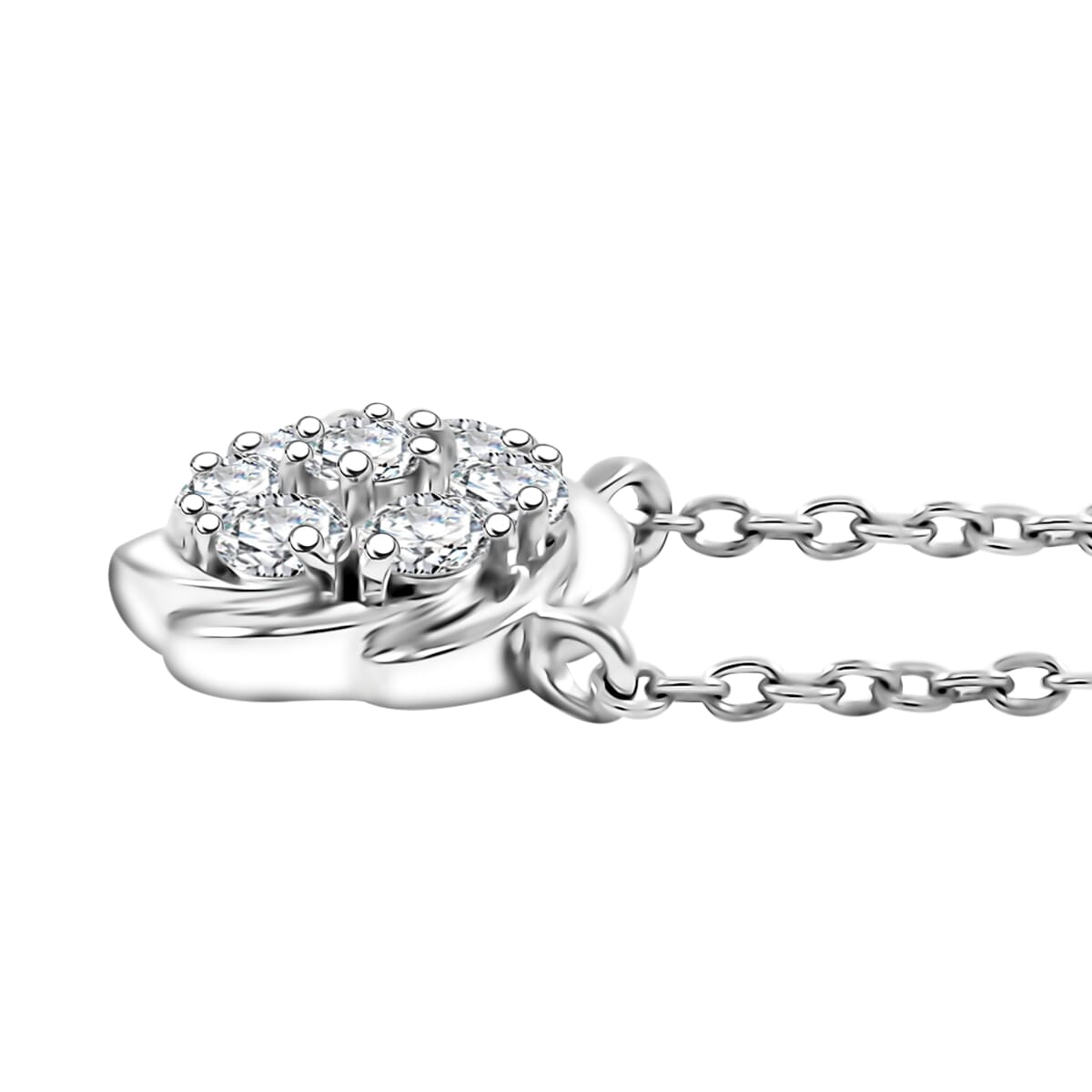 Luxuriant Lab Grown Diamond G SI 1.15 ctw Floral Necklace 18-20 Inches and Stud Earrings in Sterling Silver image number 3