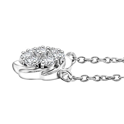 Luxuriant Lab Grown Diamond G SI 1.15 ctw Floral Necklace 18-20 Inches and Stud Earrings in Sterling Silver
