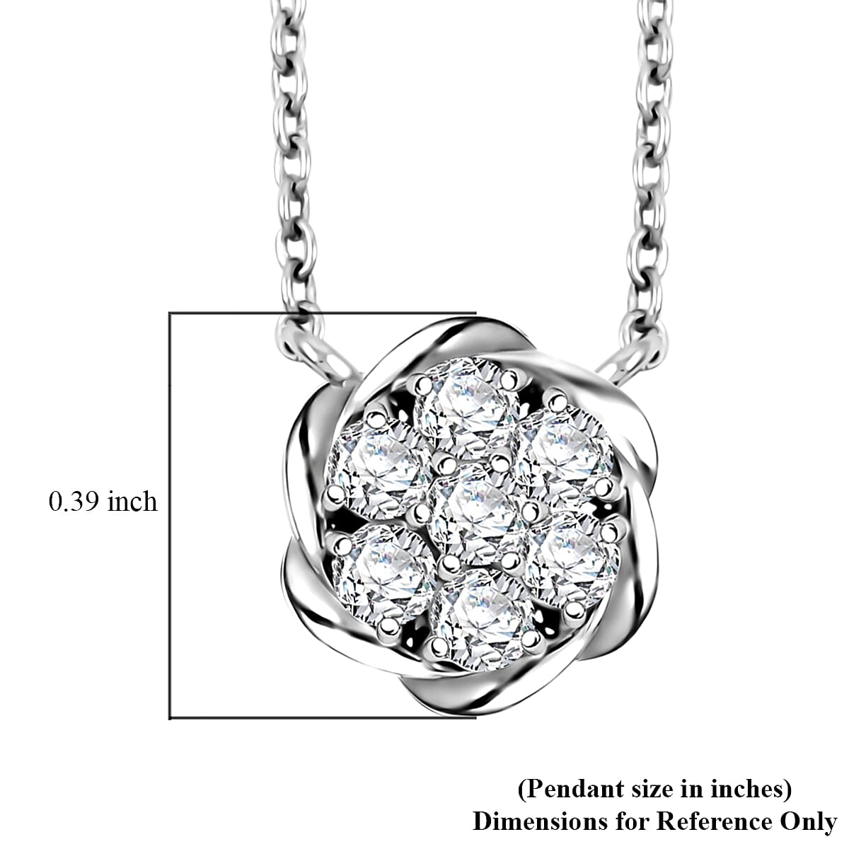 Luxuriant Lab Grown Diamond G SI 1.15 ctw Floral Necklace 18-20 Inches and Stud Earrings in Sterling Silver