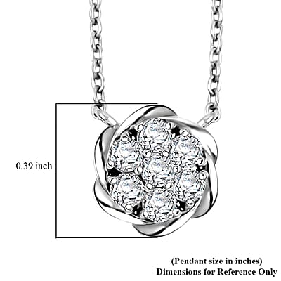 Luxuriant Lab Grown Diamond G SI 1.15 ctw Floral Necklace 18-20 Inches and Stud Earrings in Sterling Silver