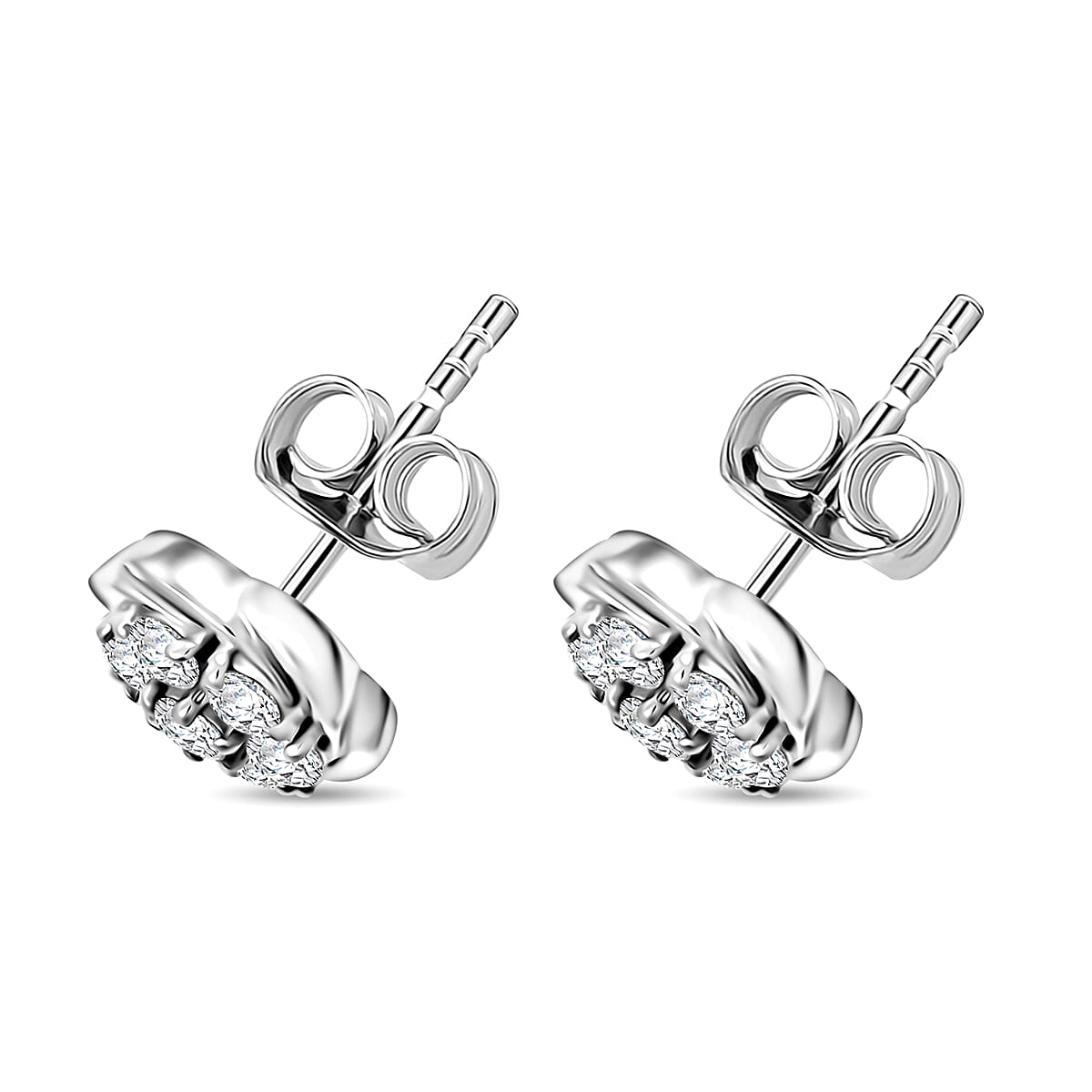 Luxuriant Lab Grown Diamond G SI 1.15 ctw Floral Necklace 18-20 Inches and Stud Earrings in Sterling Silver