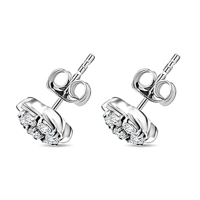 Luxuriant Lab Grown Diamond G SI 1.15 ctw Floral Necklace 18-20 Inches and Stud Earrings in Sterling Silver