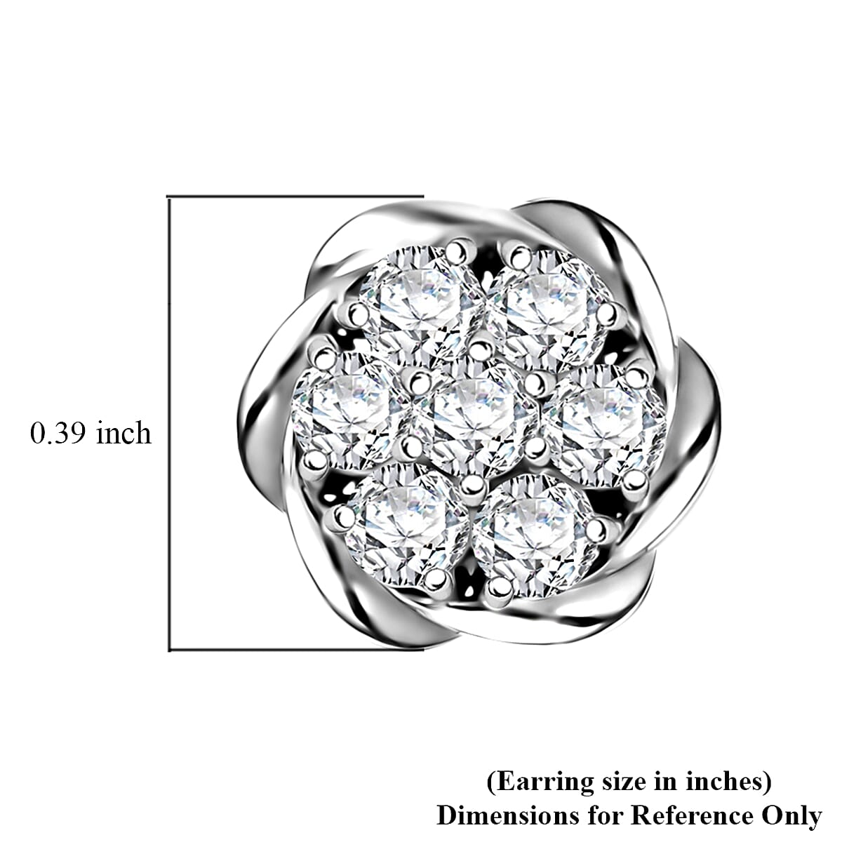 Luxuriant Lab Grown Diamond G SI 1.15 ctw Floral Necklace 18-20 Inches and Stud Earrings in Sterling Silver