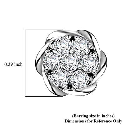 Luxuriant Lab Grown Diamond G SI 1.15 ctw Floral Necklace 18-20 Inches and Stud Earrings in Sterling Silver