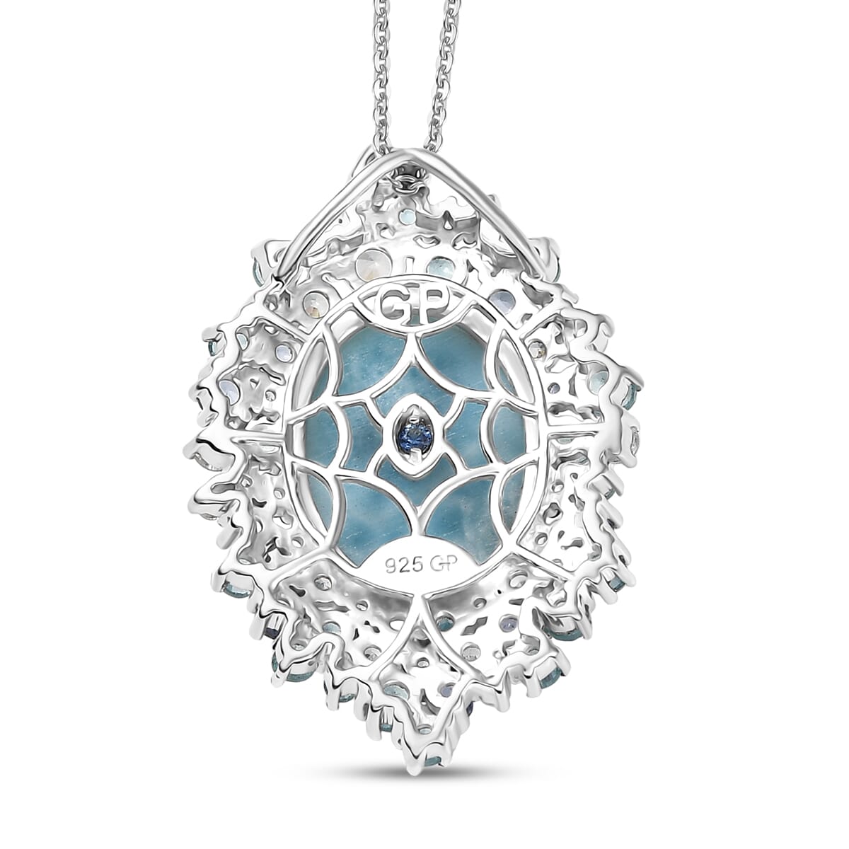 GP Capri Special Collection Premium Larimar and Multi Gemstone 13.35 ctw Pendant Necklace in Rhodium Over Sterling Silver 20 Inches image number 5