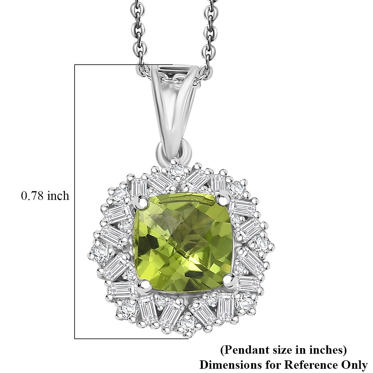 D'Joy Hebei Peridot and Moissanite 1.90 ctw Lime Blossom Pendant Necklace in Rhodium Over Sterling Silver 20 Inches image number 5