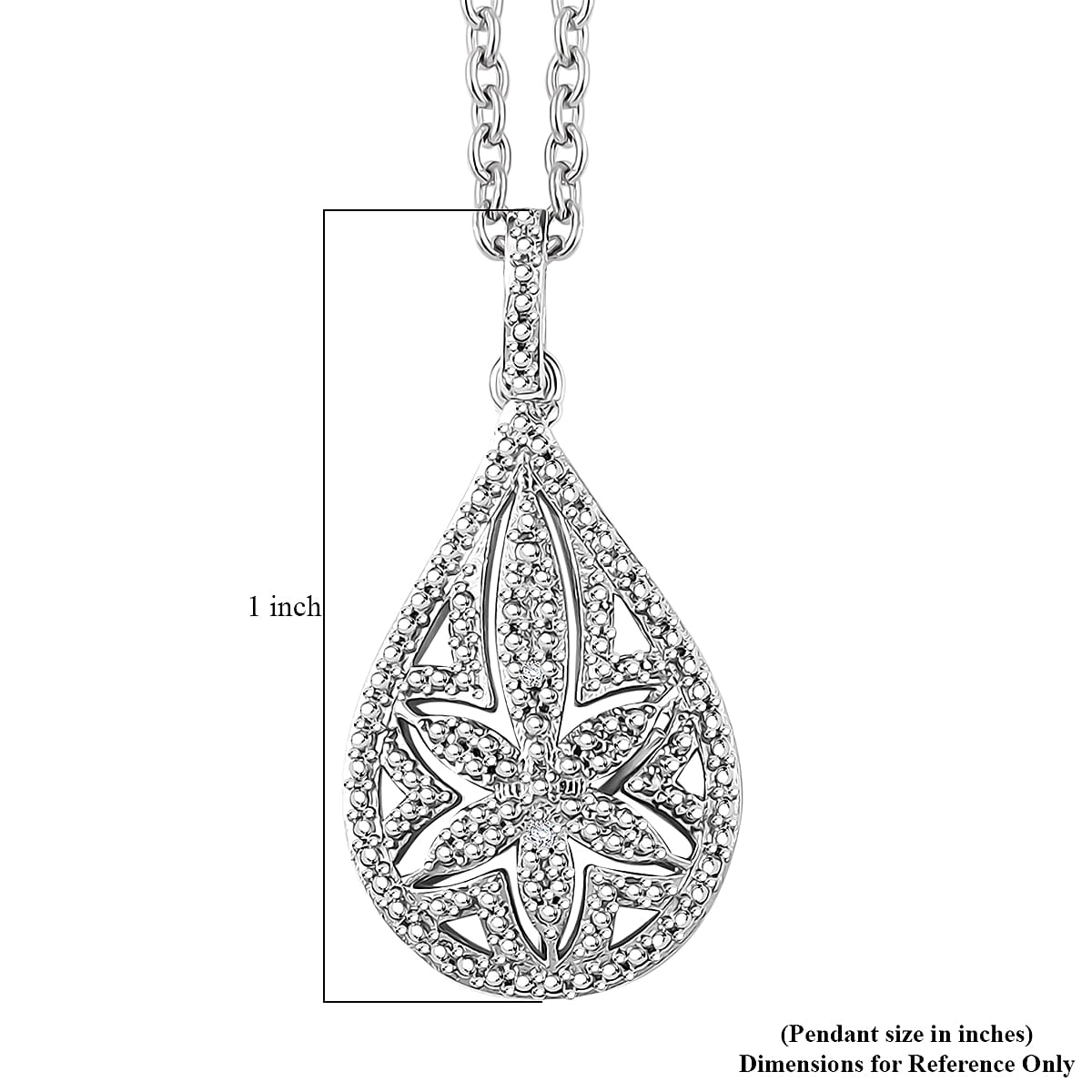 EverTrue White Diamond Accent Floral Pendant in Platinum Bond with Stainless Steel Necklace (20 Inches) image number 6
