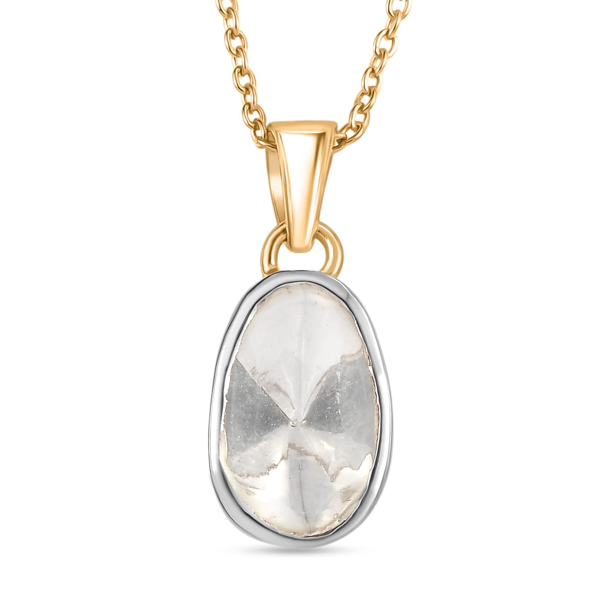 Luxuriant Lab Grown Polki Diamond 0.50 ctw Pendant Necklace in 18K Vermeil Yellow Gold Over Sterling Silver 20 Inches image number 0