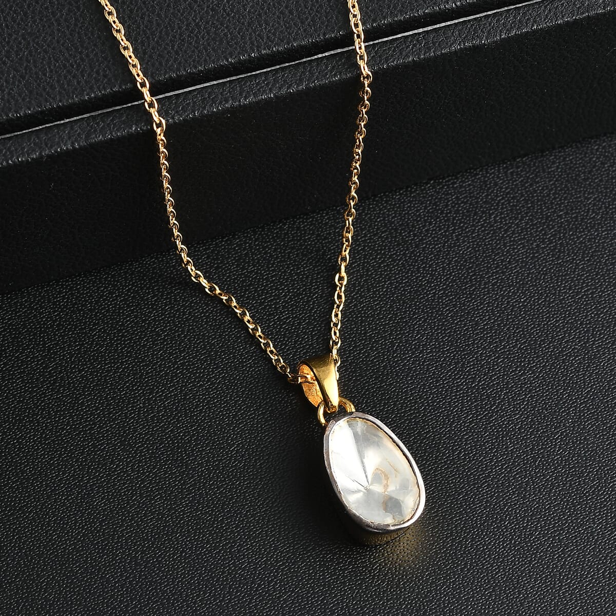 Luxuriant Lab Grown Polki Diamond 0.50 ctw Pendant Necklace in 18K Vermeil Yellow Gold Over Sterling Silver 20 Inches image number 1