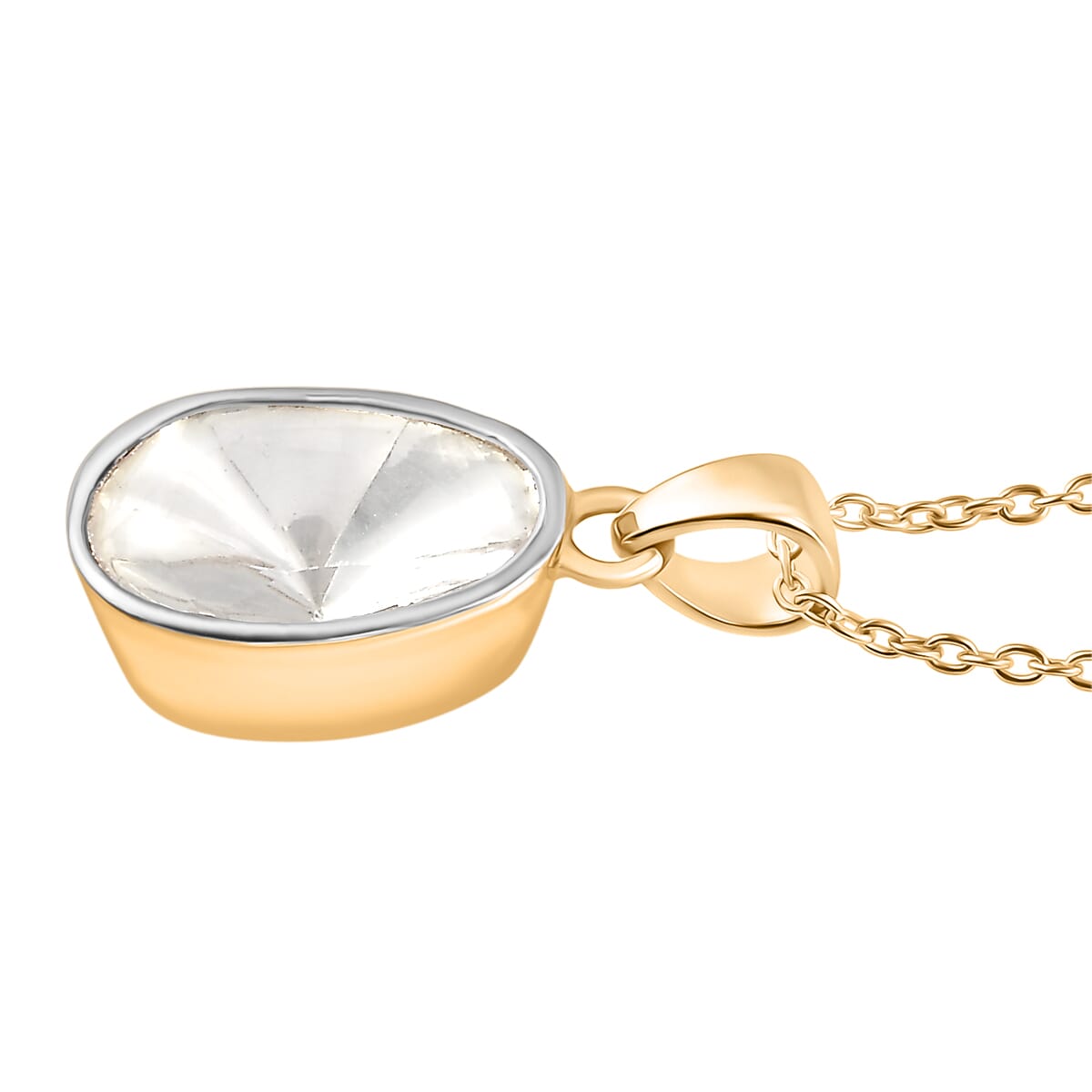 Luxuriant Lab Grown Polki Diamond 0.50 ctw Pendant Necklace in 18K Vermeil Yellow Gold Over Sterling Silver 20 Inches image number 3
