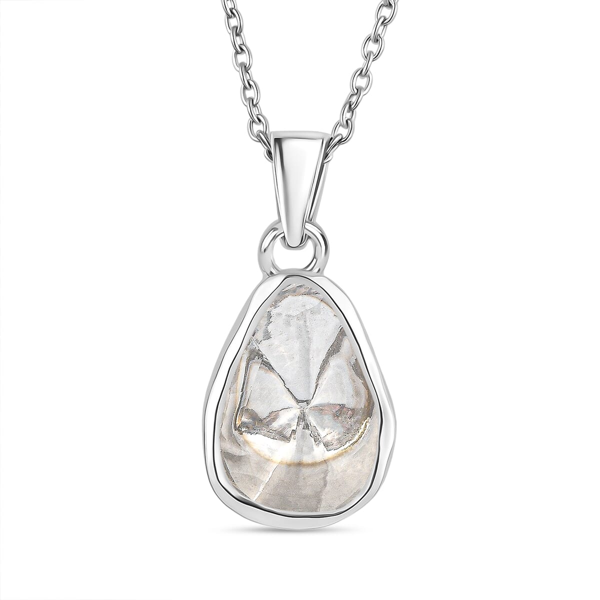Luxuriant Lab Grown Polki Diamond 0.50 ctw Pendant Necklace in Rhodium Over Sterling Silver 20 Inches image number 0