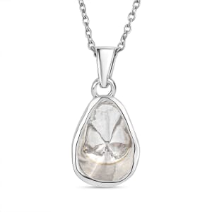Luxuriant Lab Grown Polki Diamond 0.50 ctw Pendant Necklace in Rhodium Over Sterling Silver 20 Inches