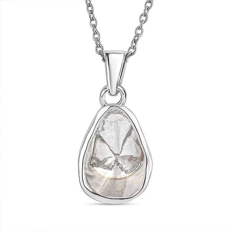 D'Joy Lab Grown Polki Diamond 0.50 ctw Timeless Solitaire Pendant Necklace in Rhodium Over Sterling Silver 20 Inches