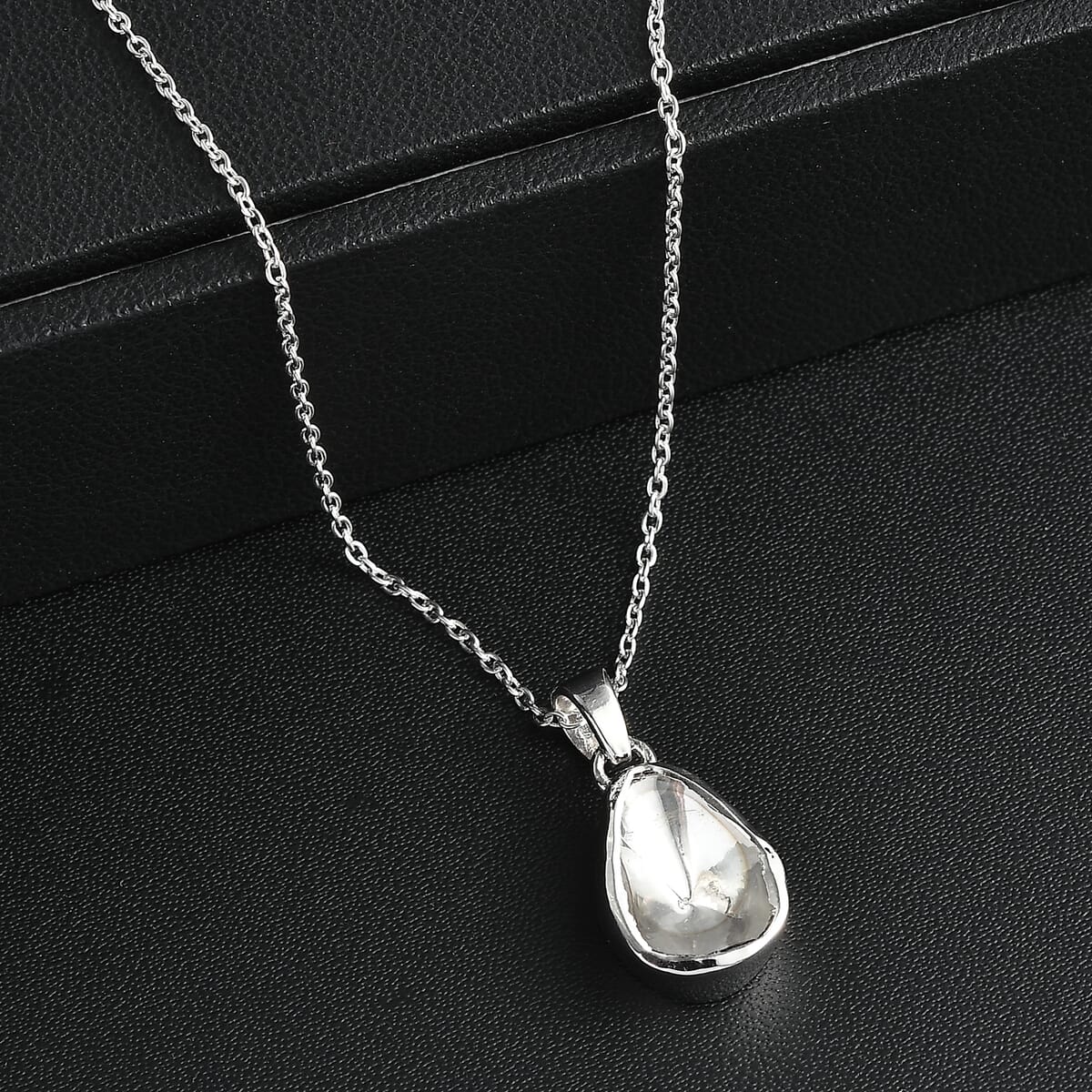 Luxuriant Lab Grown Polki Diamond 0.50 ctw Pendant Necklace in Rhodium Over Sterling Silver 20 Inches image number 1