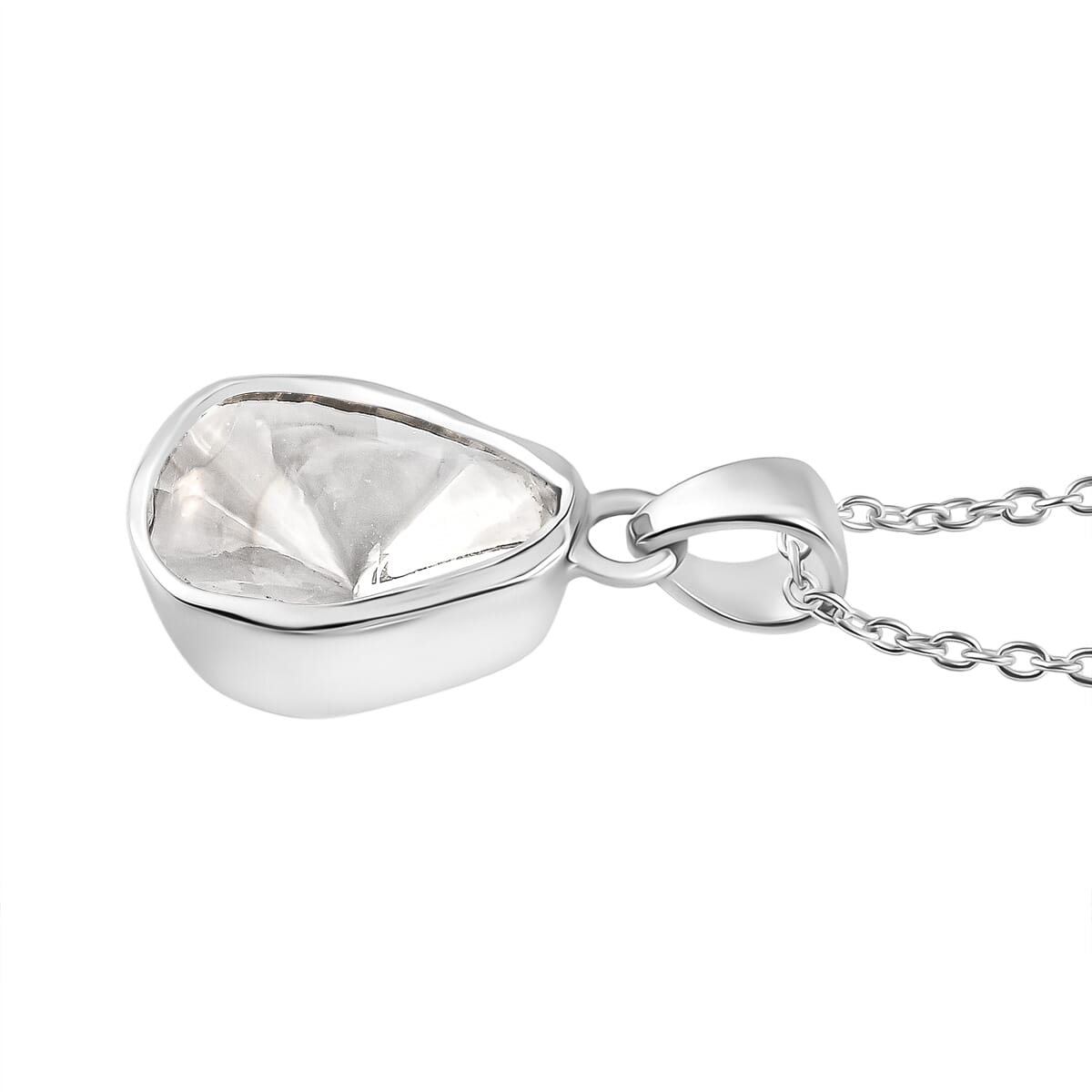 Luxuriant Lab Grown Polki Diamond 0.50 ctw Pendant Necklace in Rhodium Over Sterling Silver 20 Inches image number 3