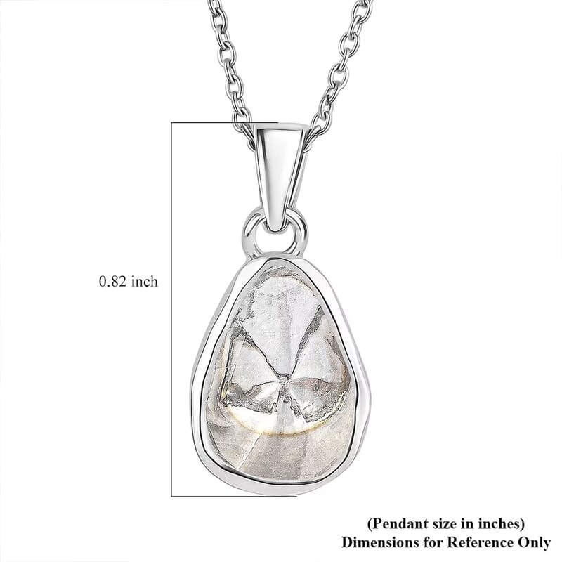 D'Joy Lab Grown Polki Diamond 0.50 ctw Timeless Solitaire Pendant Necklace in Rhodium Over Sterling Silver 20 Inches